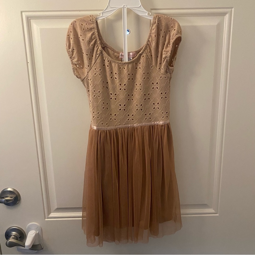 Tan frilly dress